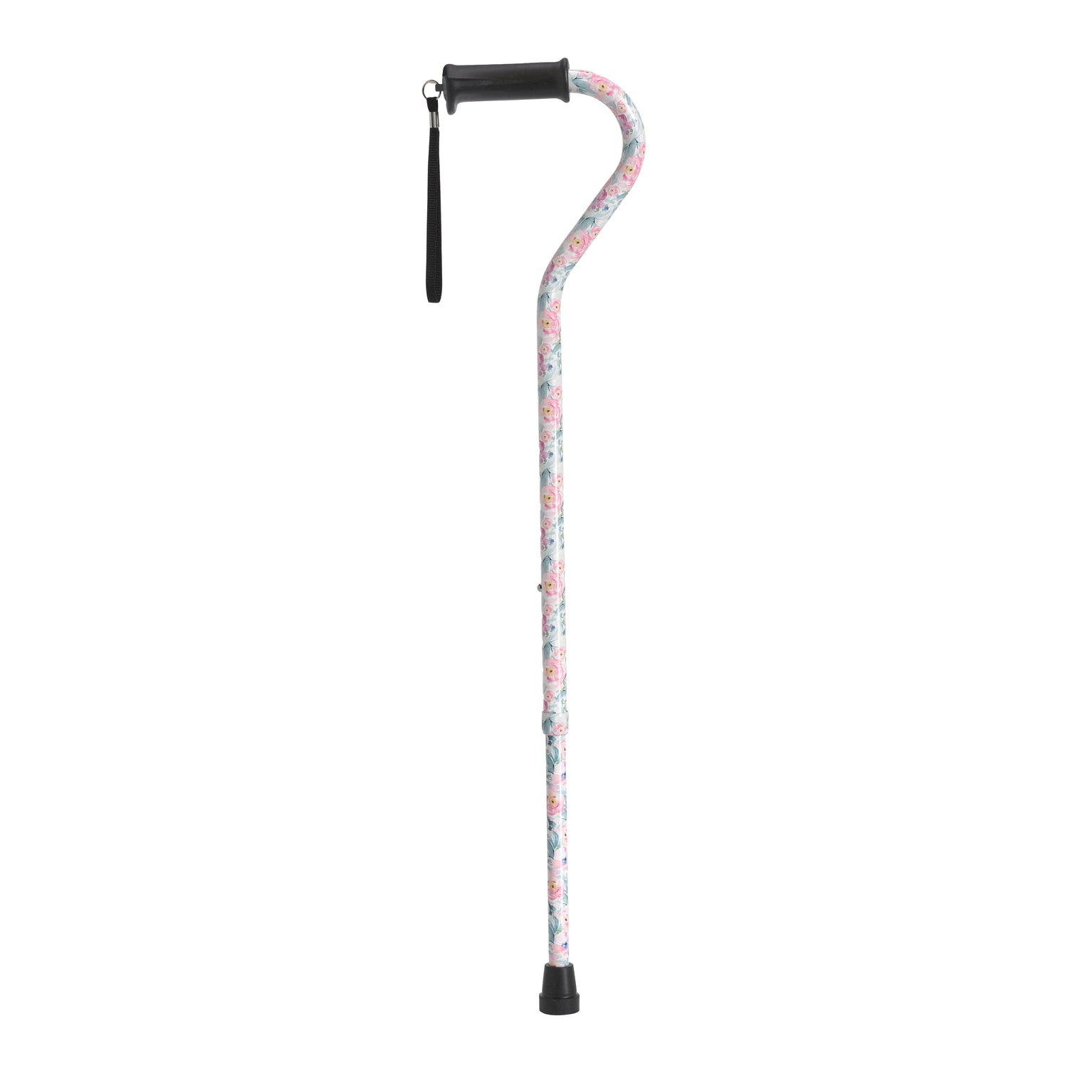 Adjustable Height Offset Handle Cane with Gel Hand Grip, Floral - Behope - RTL10372FL