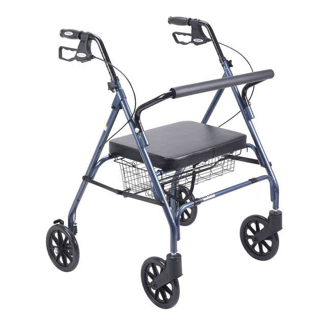 Heavy Duty Bariatric Rollator Rolling Walker With Large Padded Seat, Blue - BeHope