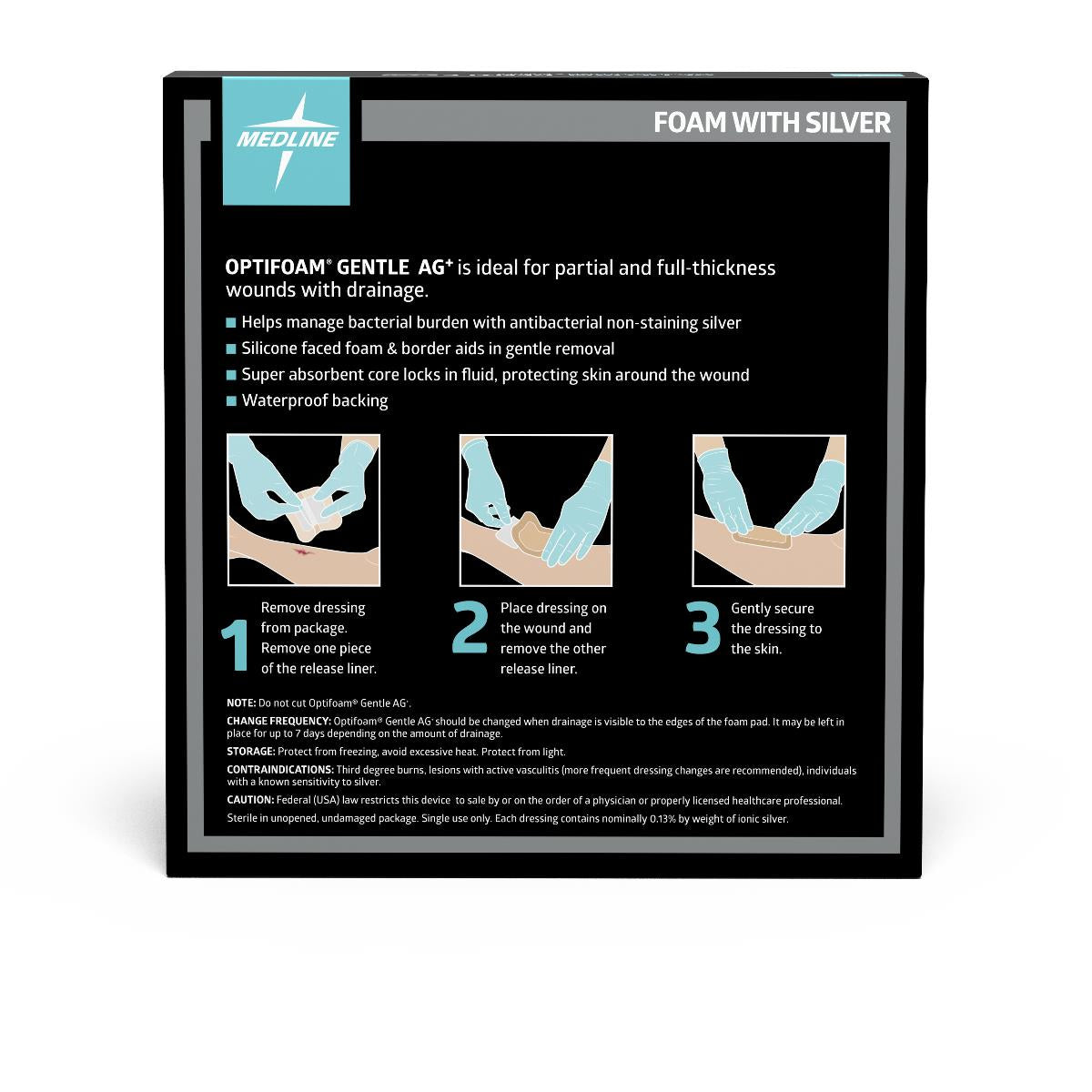 Medline Optifoam® Gentle Ag+ Silicone-Faced Foam Dressing - BeHope