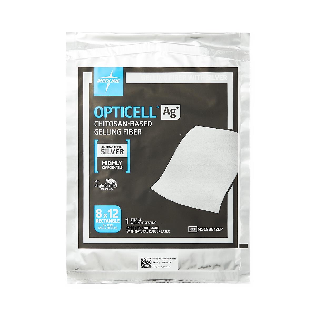 Opticell Ag+ Silver Gelling Fiber Dressing 10cm X 12cm - BeHope