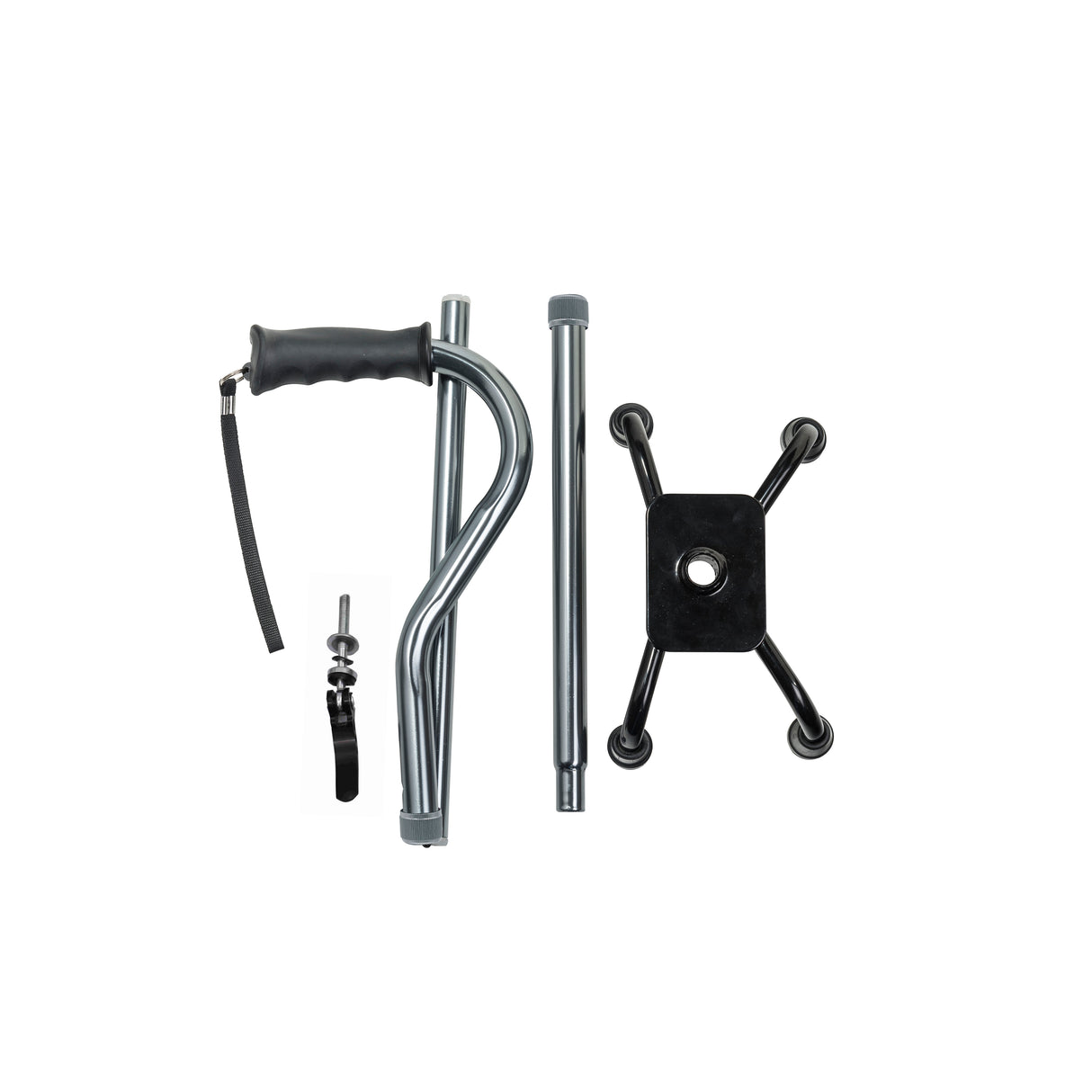 Folding Quad Cane, Small Base, Charcoal - BeHope