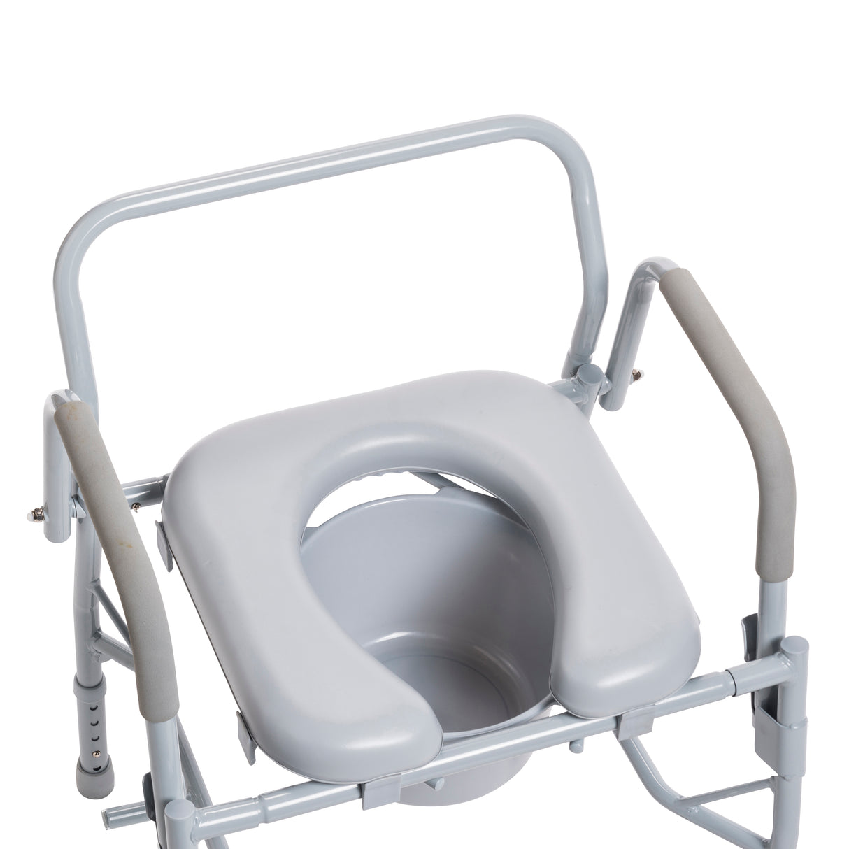 Steel Drop Arm Bedside Commode with Padded Seat and Arms - BeHope