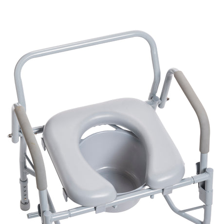 Steel Drop Arm Bedside Commode with Padded Seat and Arms - BeHope