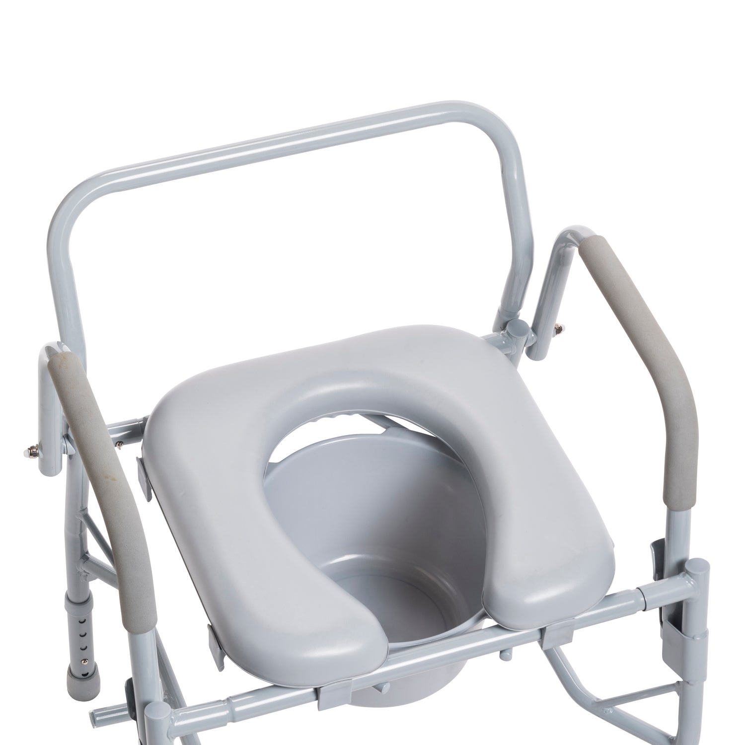 Steel Drop Arm Bedside Commode with Padded Seat and Arms - BeHope