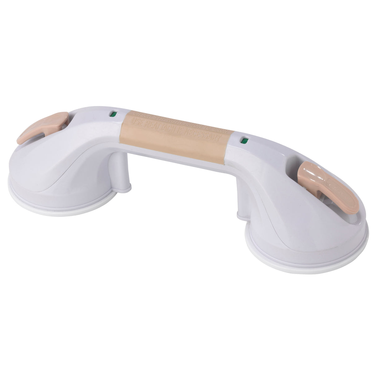Suction Cup Grab Bar, 12", White and Beige - BeHope
