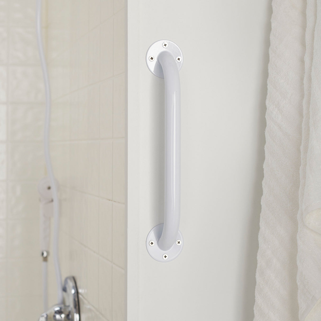 Powder Coated Grab Bar, White - BeHope
