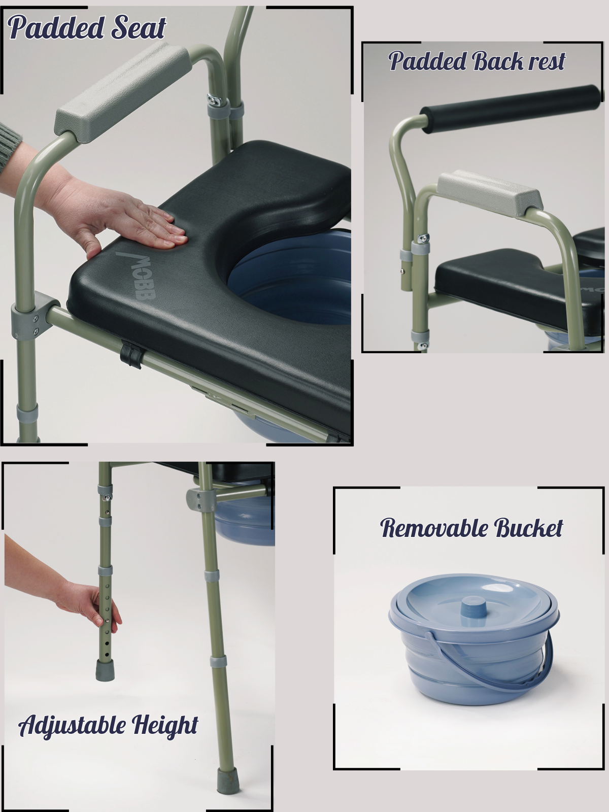 Padded Folding Commode Chair