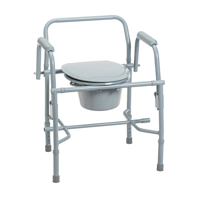 Steel Drop Arm Bedside Commode With Padded Arms - BeHope