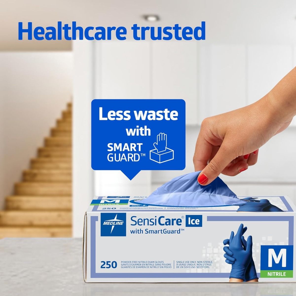 Sensicare Ice Nitrile Exam Glove Powder-free Medium Boxes Of 250 Blue - BeHope
