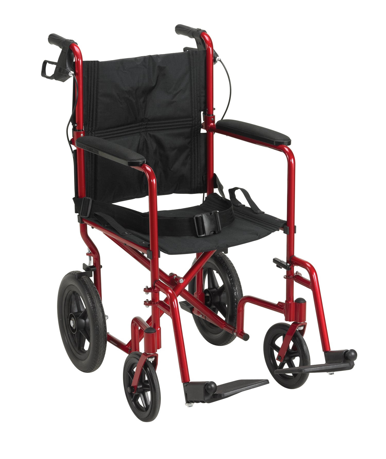 Lightweight Expedition Transport Wheelchair with Hand Brakes, Red - Behope - EXP19LTRD