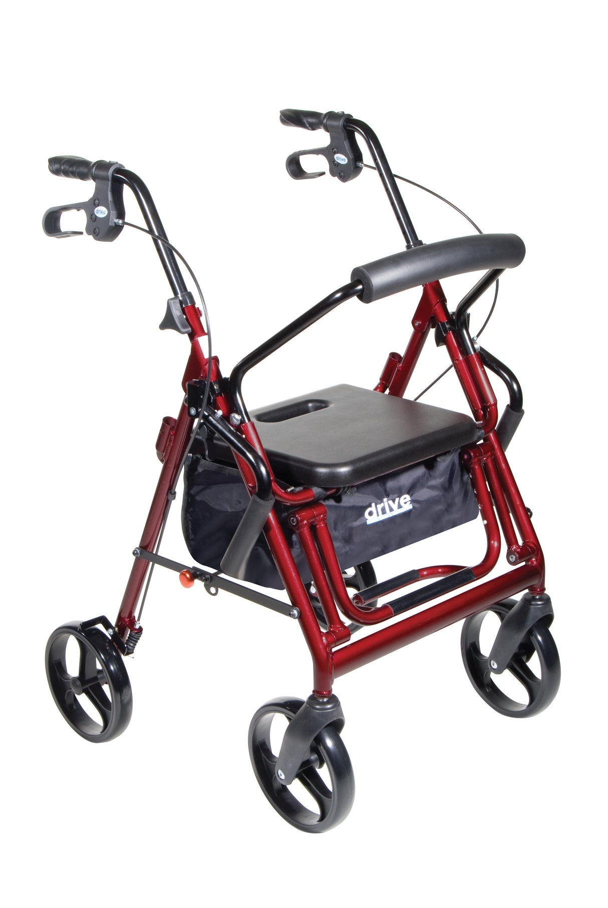 Duet Dual Function Transport Wheelchair Rollator Rolling Walker, Burgundy - Behope - 795BU