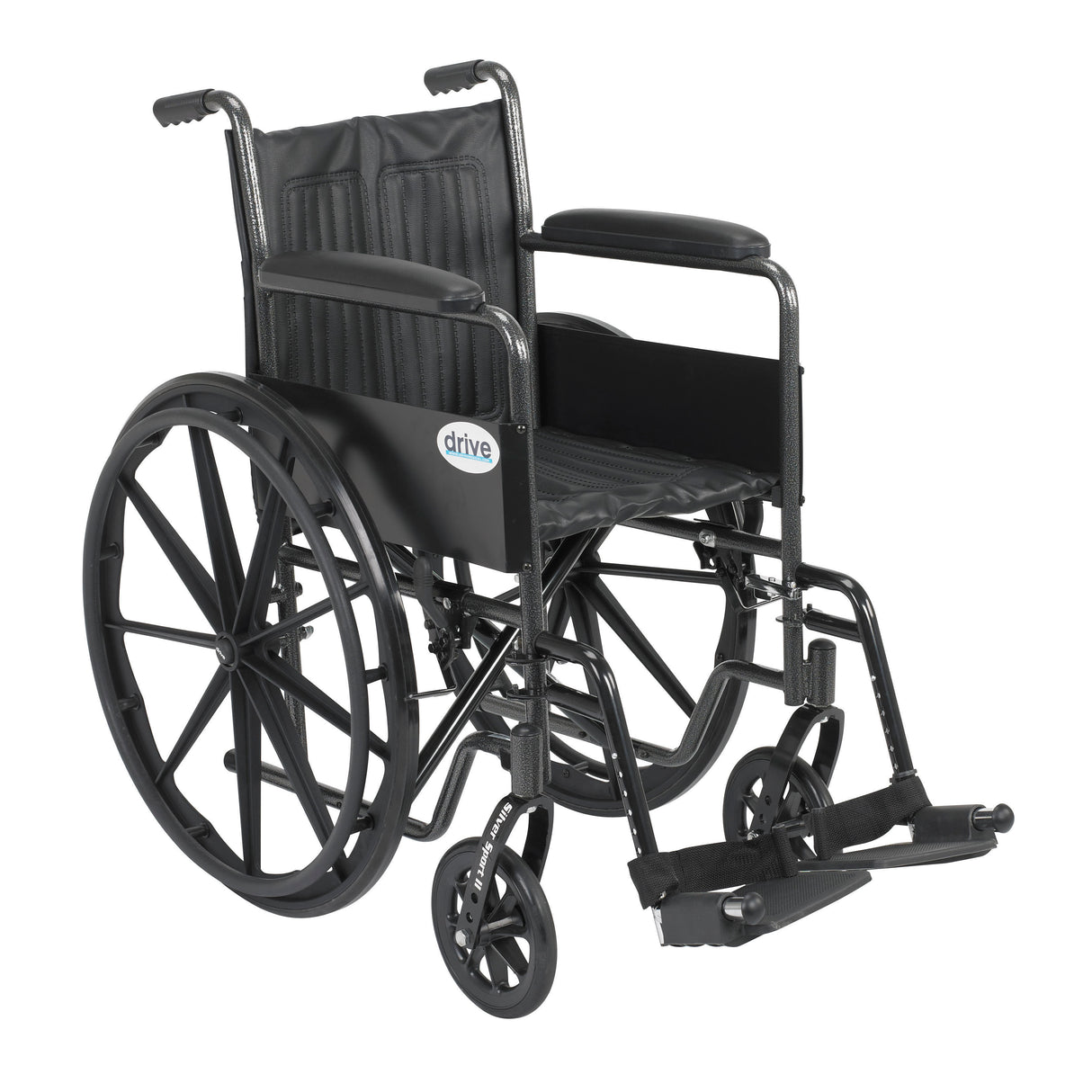 Silver Sport 2 Wheelchair, Non Removable Fixed Arms, Swing away Footrests, 18" Seat - BeHope
