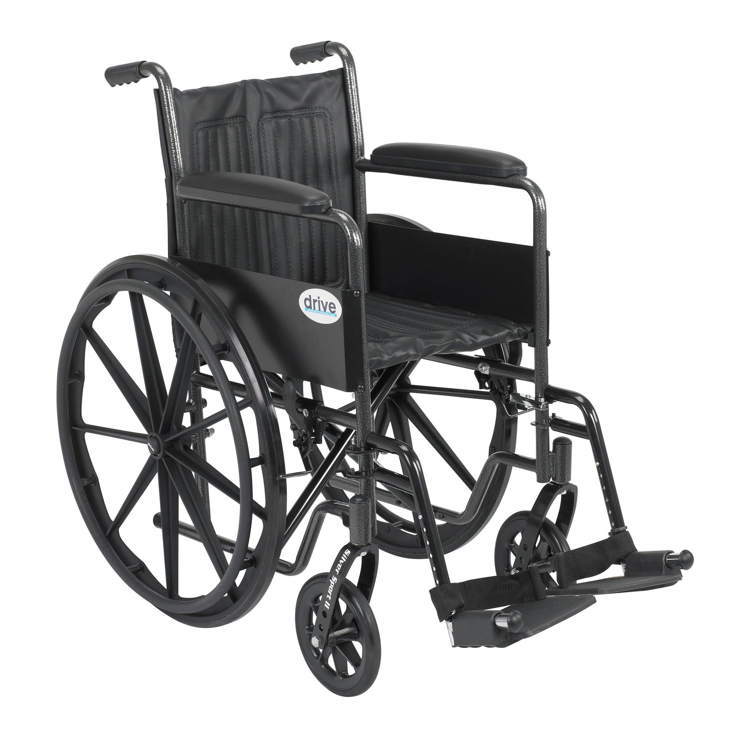 Silver Sport 2 Wheelchair, Non Removable Fixed Arms, Swing away Footrests, 18" Seat - BeHope