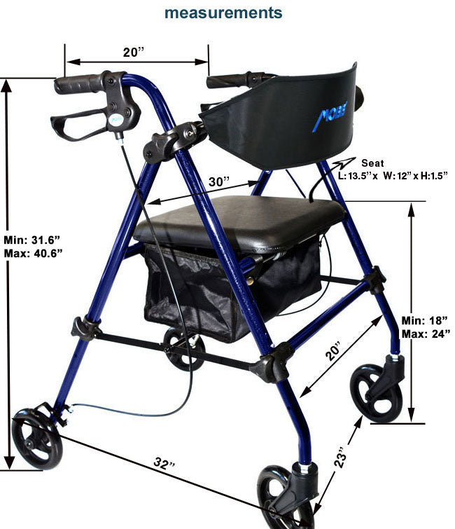 Aluminum Folding Rollator 8" Wheels