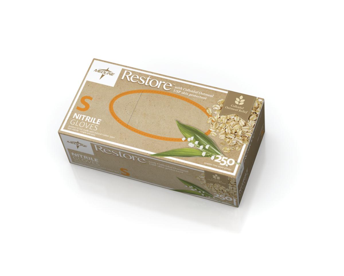 Restore Nitrile Powder-free Large Exam Glove With Colloidal Oatmeal Skin Protectant Boxes Of 250 - BeHope