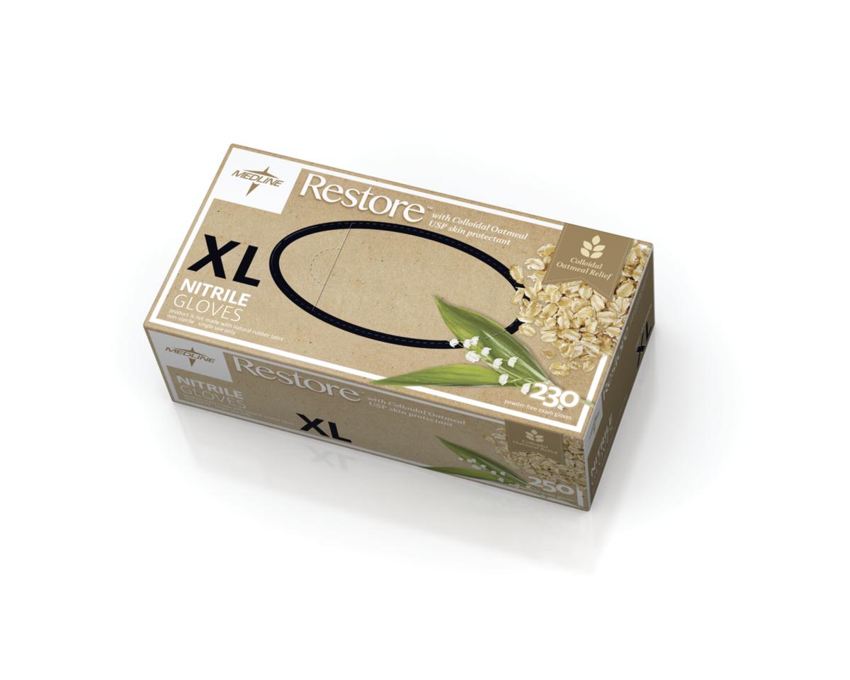 Restore Nitrile Powder-free X-small Exam Glove With Colloidal Oatmeal Skin Protectant Boxes Of 250 - BeHope