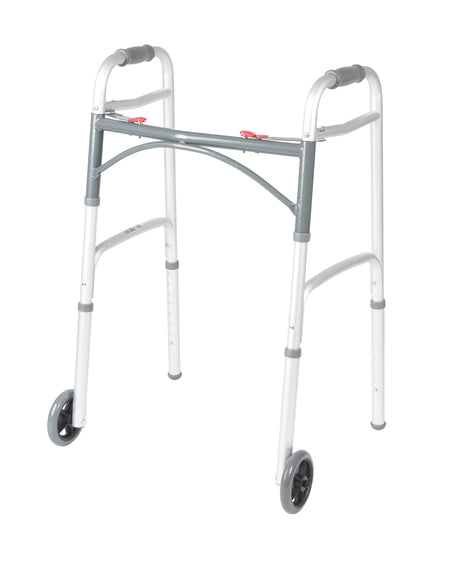 PreserveTech Deluxe Two Button Folding Walker with 5" Wheels - BeHope