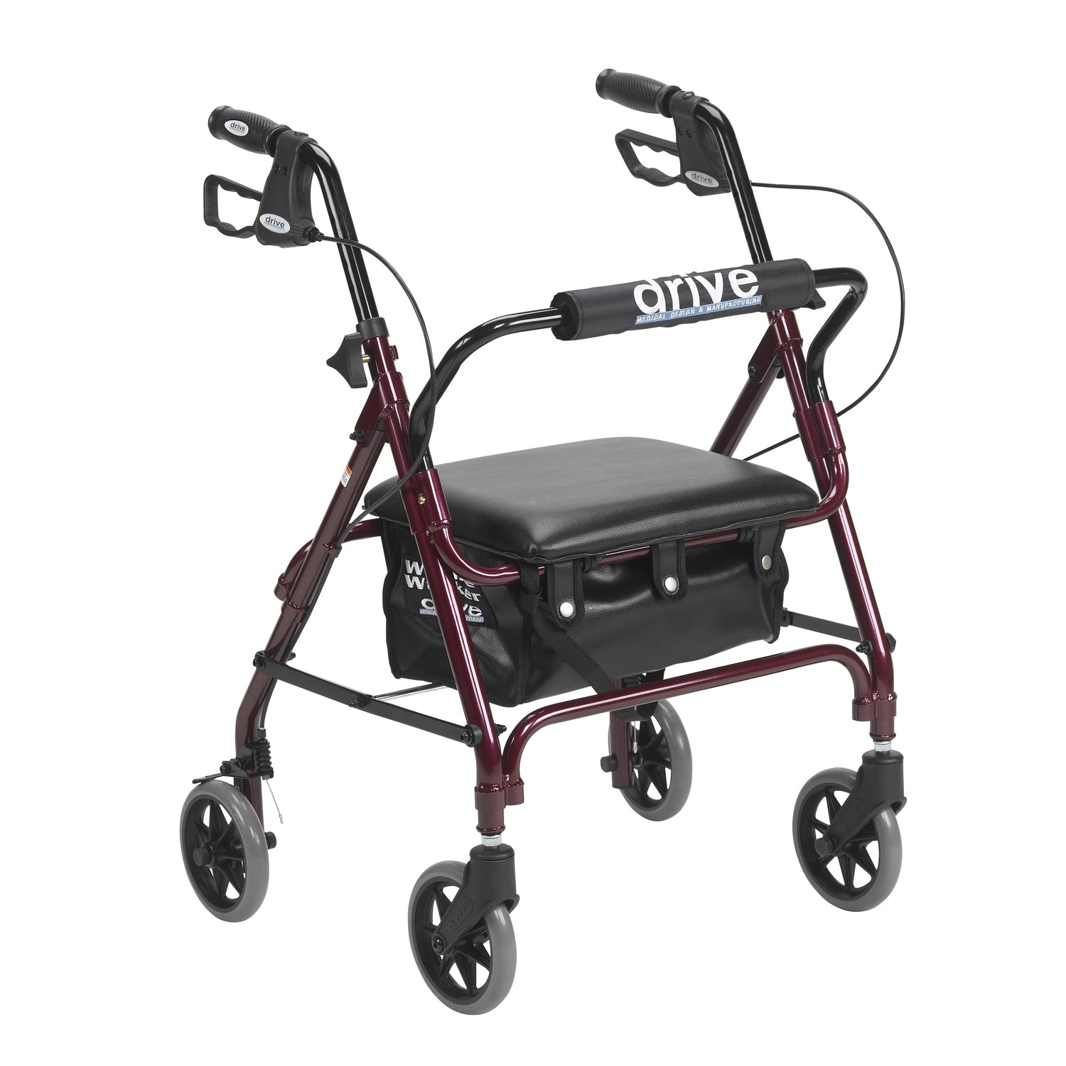 Junior Rollator Rolling Walker with Padded Seat, Red - BeHope