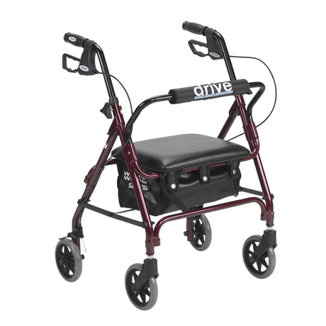 Junior Rollator Rolling Walker with Padded Seat, Red - BeHope