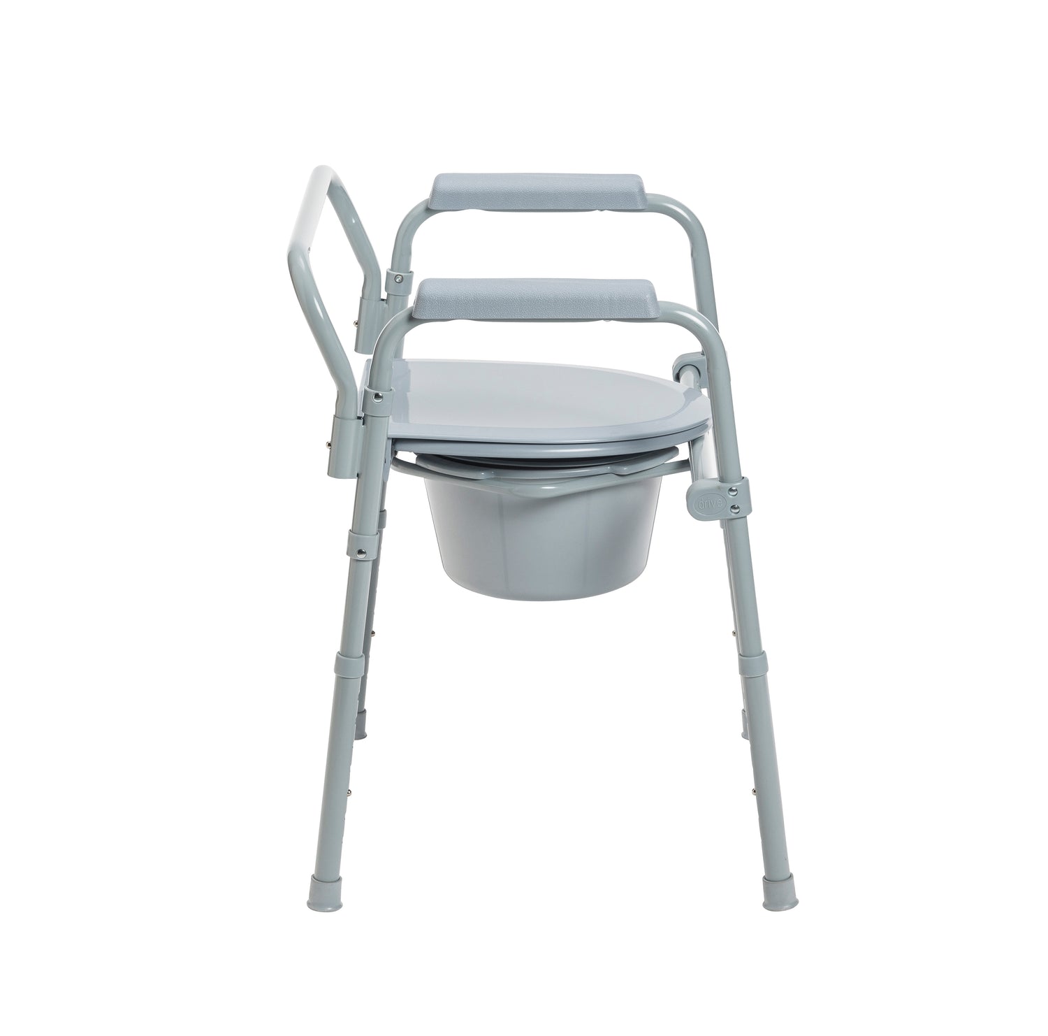 Steel Folding Deep Seat Bedside Commode, Gray - BeHope