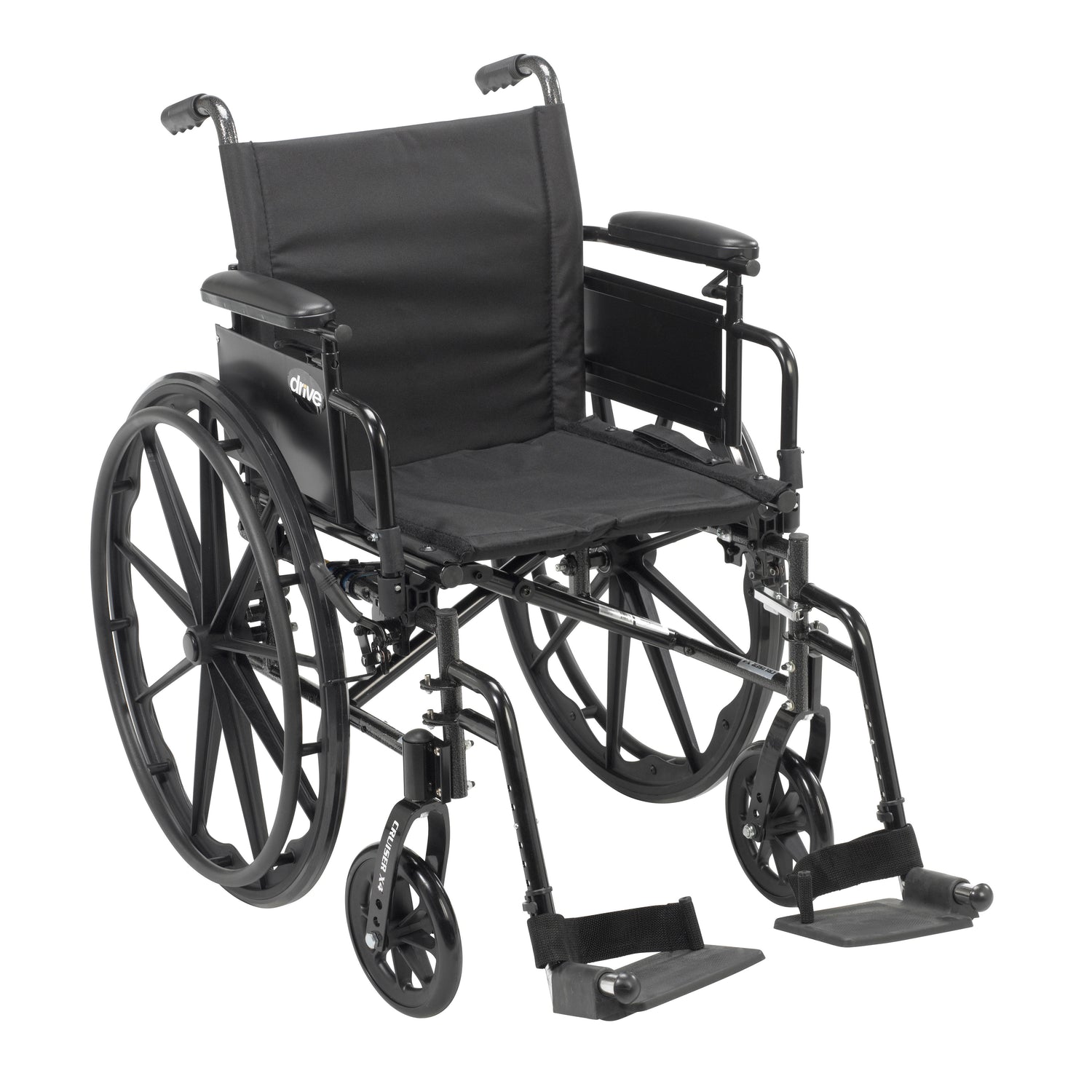 Cruiser X4 Lightweight Dual Axle Wheelchair with Adjustable Detachable Arms, Desk Arms, Swing Away Footrests, 20" Seat - BeHope