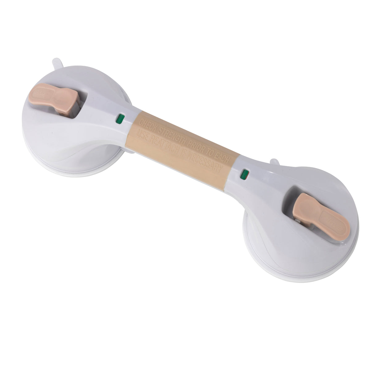 Suction Cup Grab Bar, 12", White and Beige - BeHope