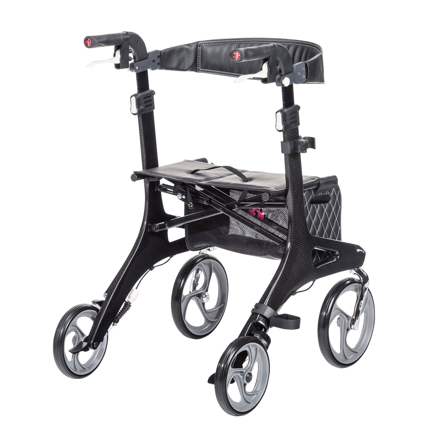 Nitro Elite CF Carbon Fiber Rollator Rolling Walker, Black - BeHope
