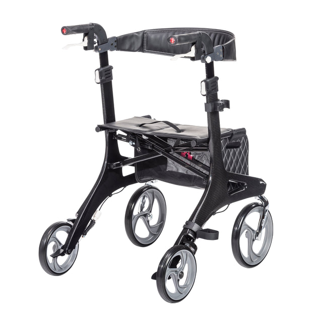Nitro Elite Cf Carbon Fiber Rollator Rolling Walker, Black - BeHope