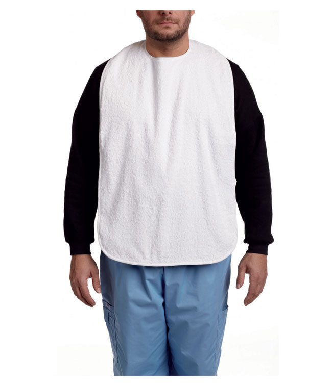 Bavoir en tissu éponge avec boutons-pression (blanc)