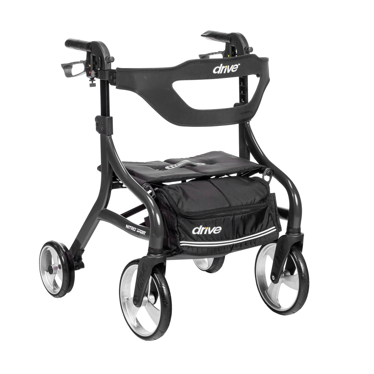 Nitro Sprint Rollator Rolling Walker, Hemi Height, Black - Behope - 102662BK-H