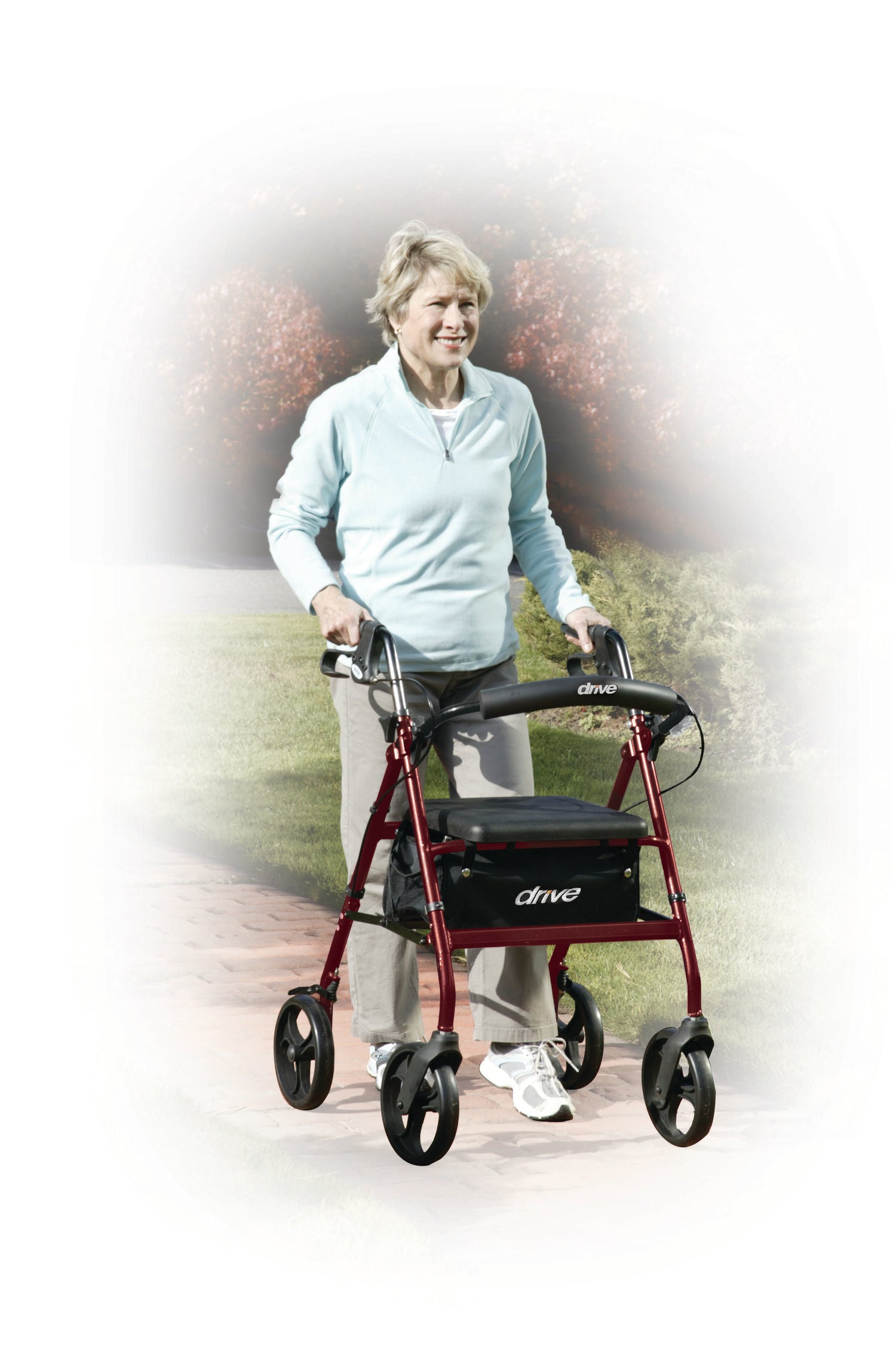 Rollator Rolling Walker with 6" Wheels, Fold Up Removable Back Support and Padded Seat - BeHope