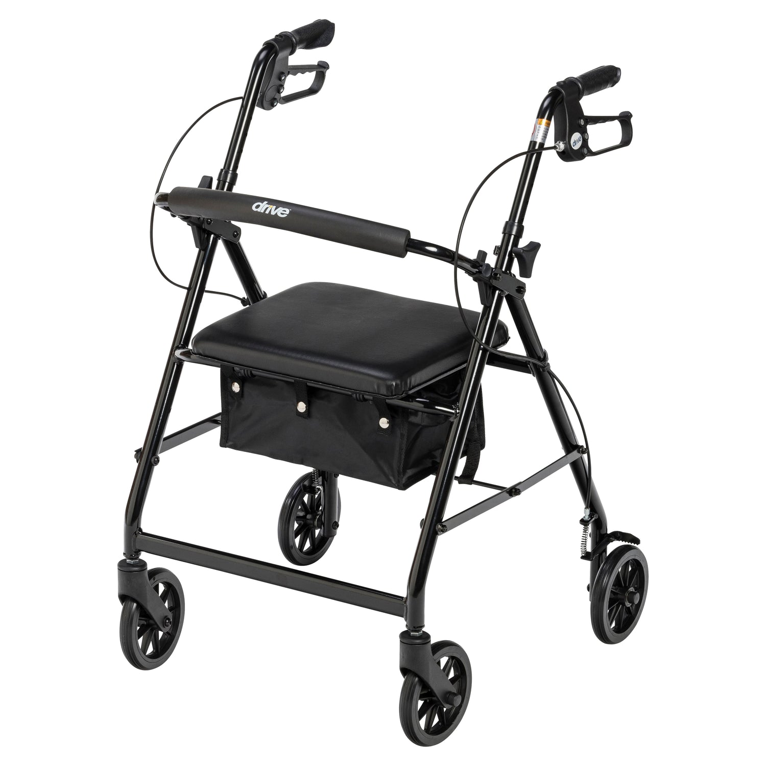 Rollator Rolling Walker with 6" Wheels, Fold Up Removable Back Support and Padded Seat - BeHope