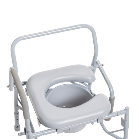 Steel Drop Arm Bedside Commode with Padded Seat and Arms - BeHope