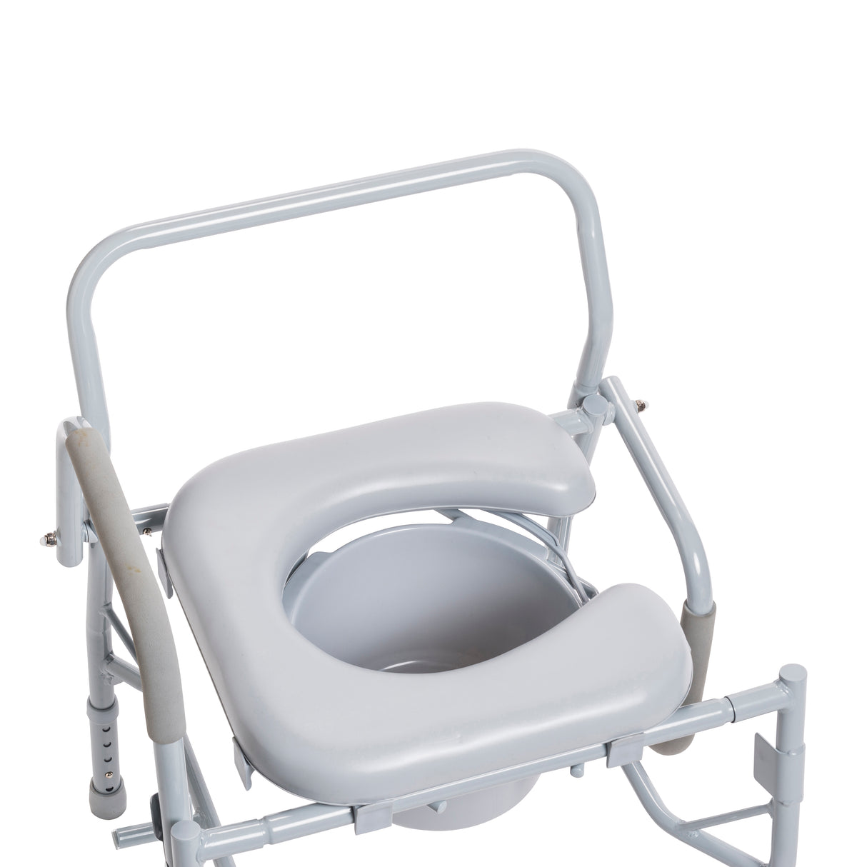 Steel Drop Arm Bedside Commode with Padded Seat and Arms - BeHope