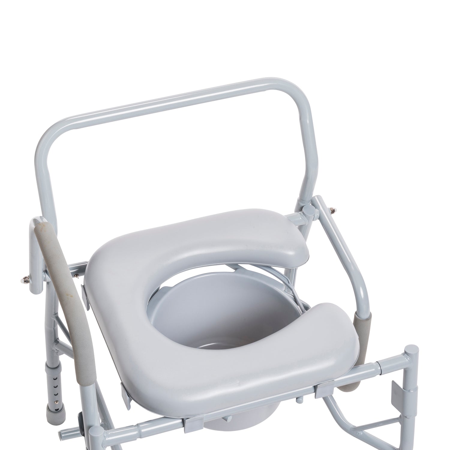 Steel Drop Arm Bedside Commode with Padded Seat and Arms - BeHope