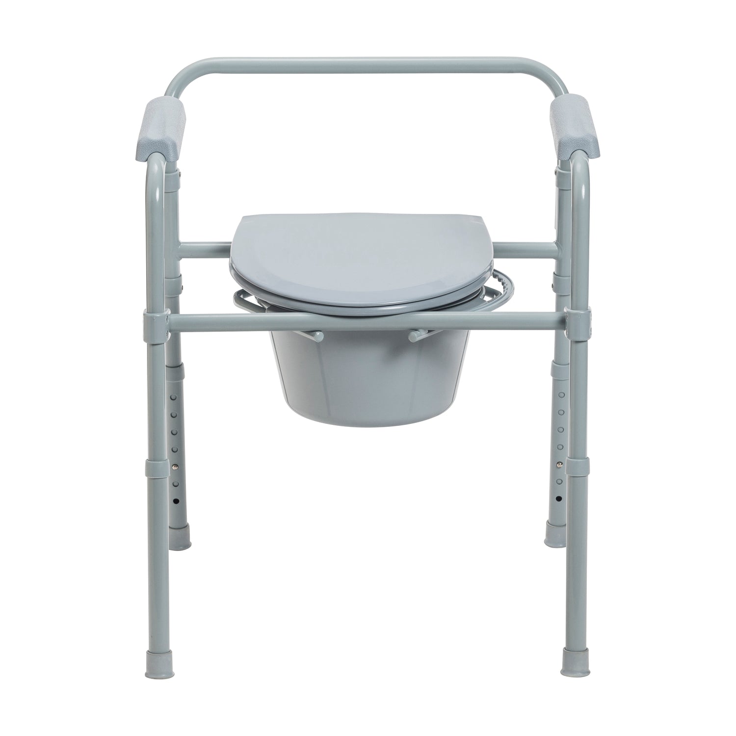 Steel Folding Deep Seat Bedside Commode, Gray - BeHope