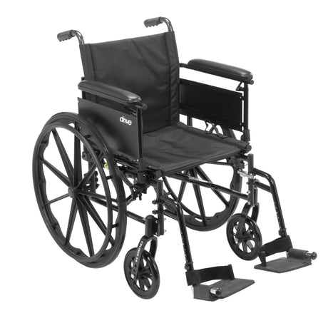 Cruiser X4 Lightweight Dual Axle Wheelchair with Adjustable Detachable Arms, Full Arms, Swing Away Footrests, 20" Seat - BeHope