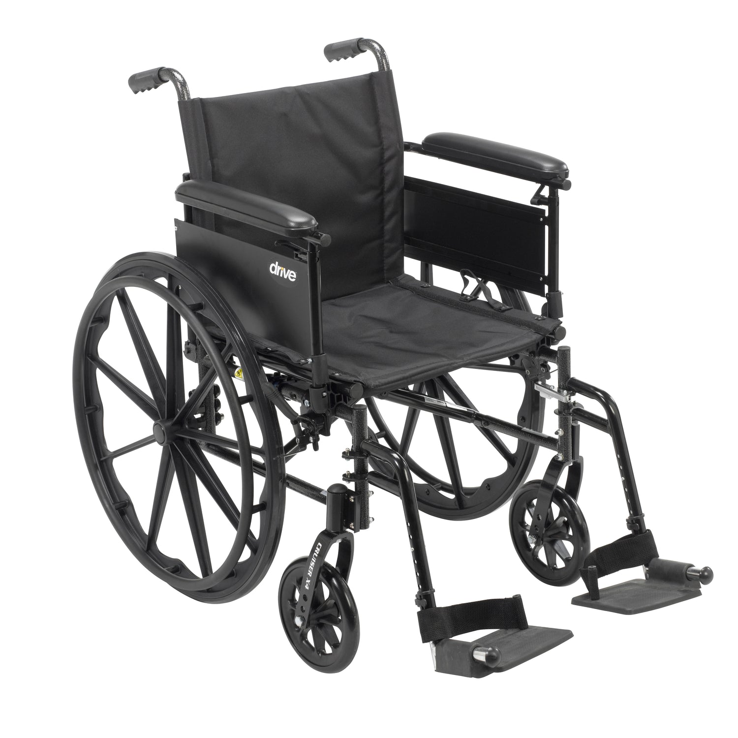 Cruiser X4 Lightweight Dual Axle Wheelchair with Adjustable Detachable Arms, Full Arms, Swing Away Footrests, 20" Seat - BeHope