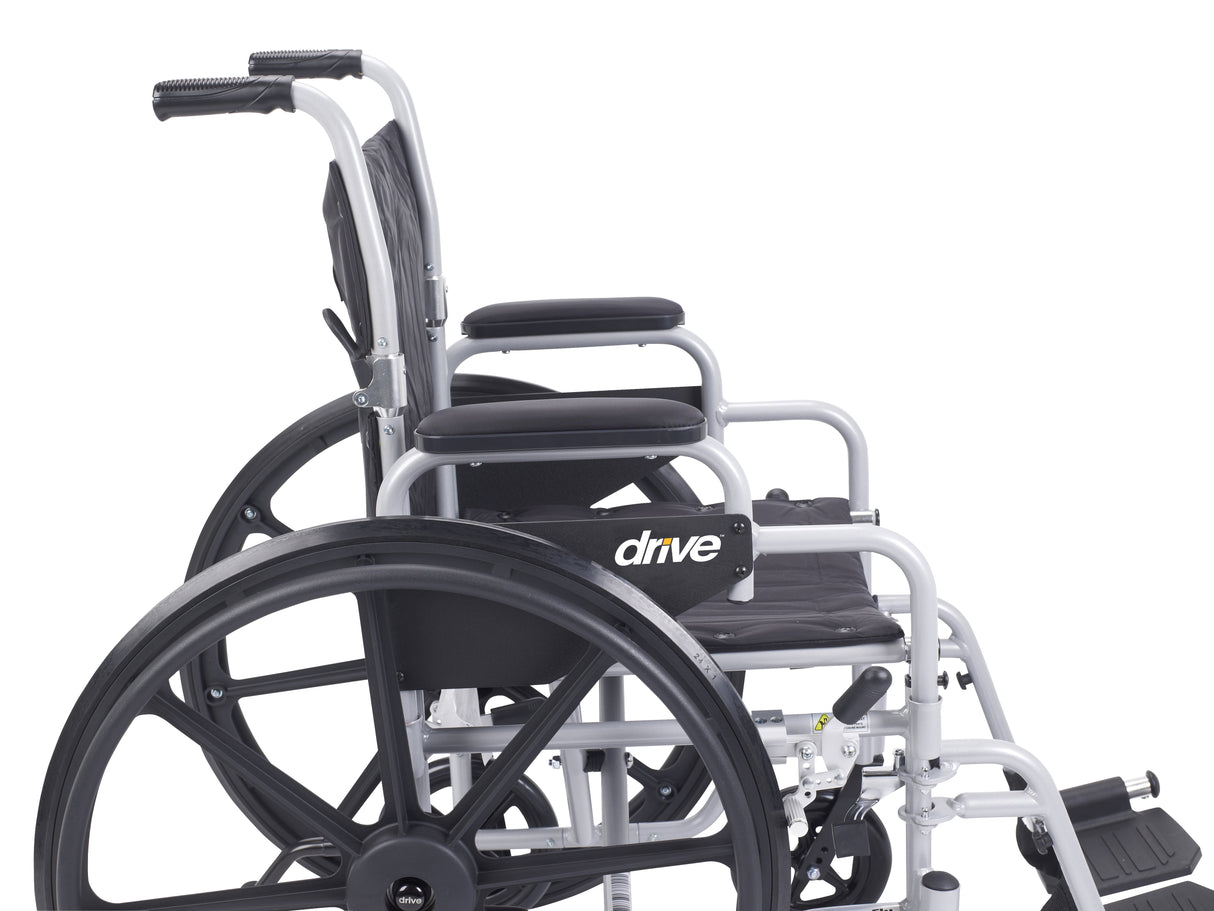 Poly Fly Light Weight Transport Chair Wheelchair with Swing away Footrests, 20" Seat - BeHope