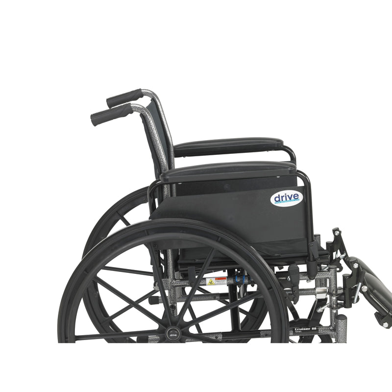 Cruiser Iii Light Weight Wheelchair With Flip Back Removable Arms, Adjustable Height Desk Arms, Swing Away Footrests, 16" - BeHope