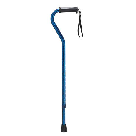 Adjustable Height Offset Handle Cane with Gel Hand Grip, Blue Crackle - BeHope