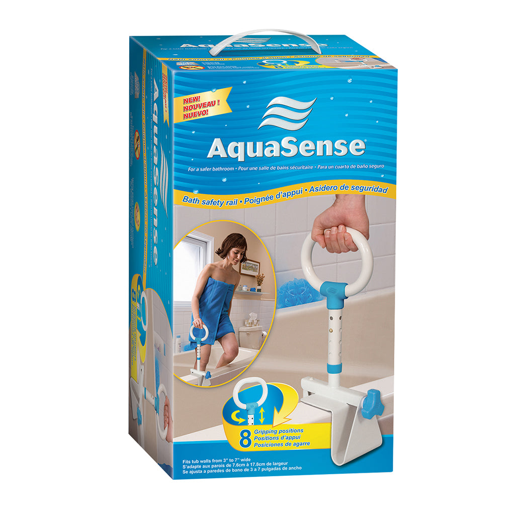 Barre de sécurité multi-réglable pour baignoire, construction en acier, blanche