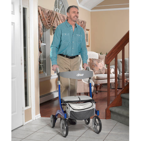 Nitro DLX Euro Style Rollator Rolling Walker, Sleek Blue - BeHope