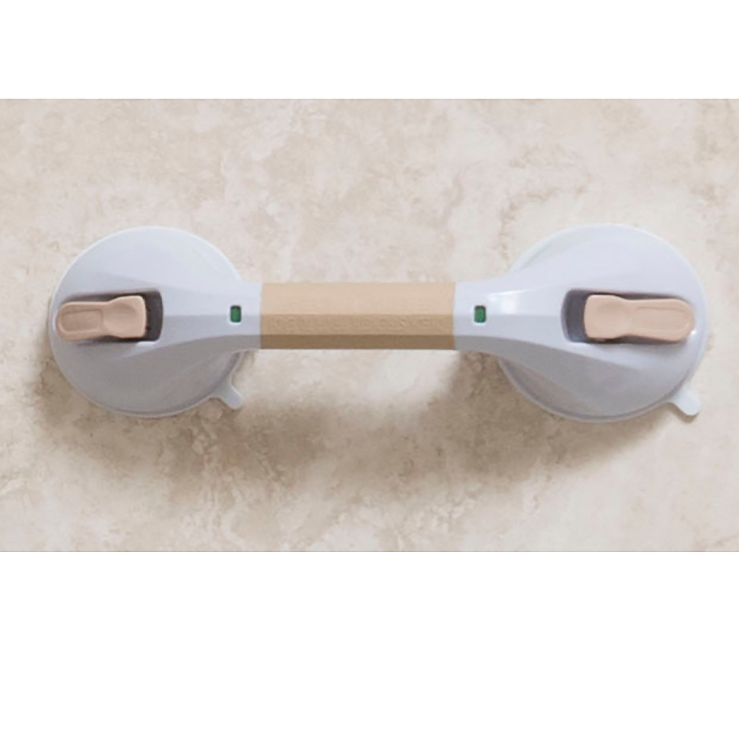 Suction Cup Grab Bar, 12", White and Beige - BeHope