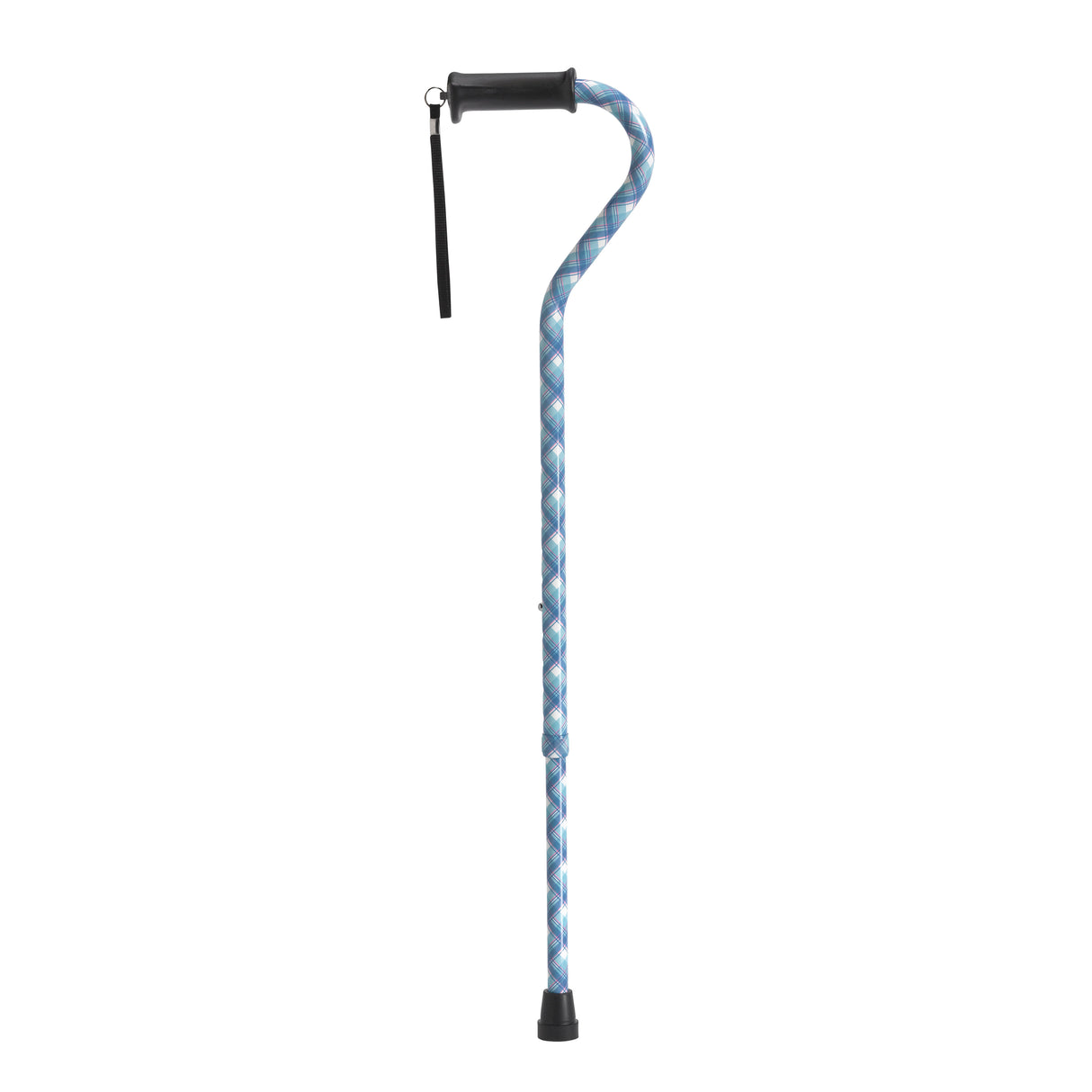 Adjustable Height Offset Handle Cane with Gel Hand Grip, Plaid - Behope - RTL10372PL