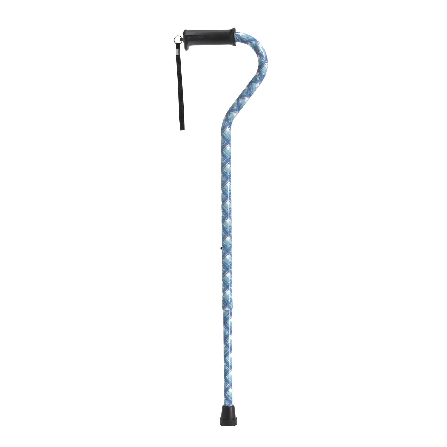 Adjustable Height Offset Handle Cane with Gel Hand Grip, Plaid - Behope - RTL10372PL
