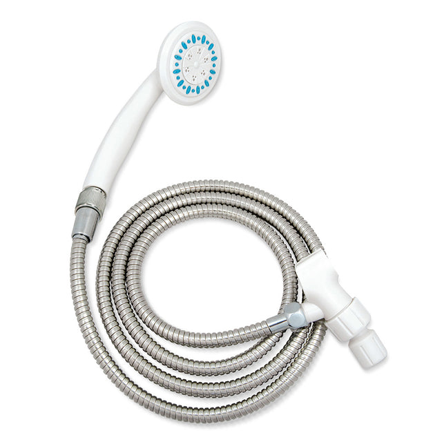 3 Setting Handheld Shower Head With Ultra-long Stainless Steel Hose, White - BeHope
