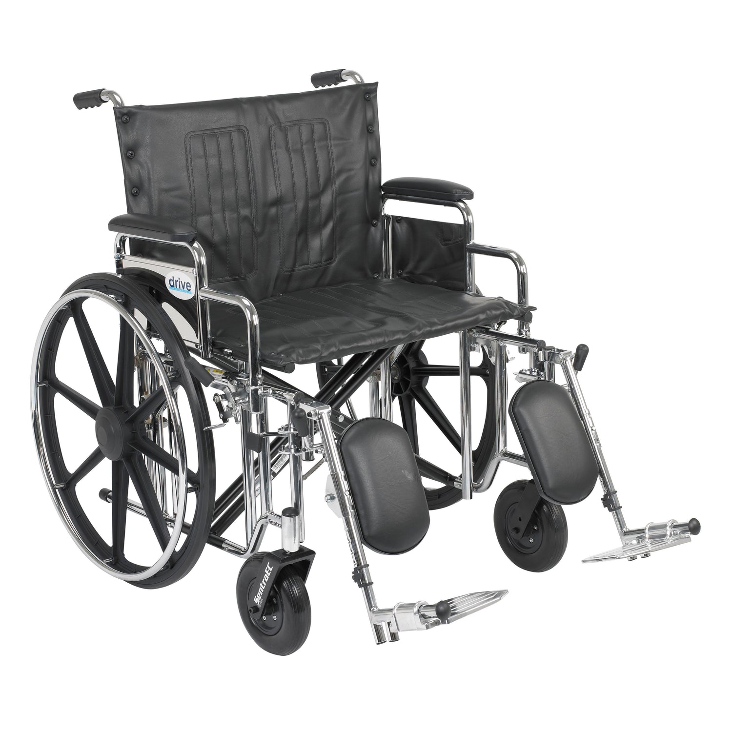 Sentra Extra Heavy Duty Wheelchair, Detachable Desk Arms, Elevating Leg Rests, 24"Seat - BeHope