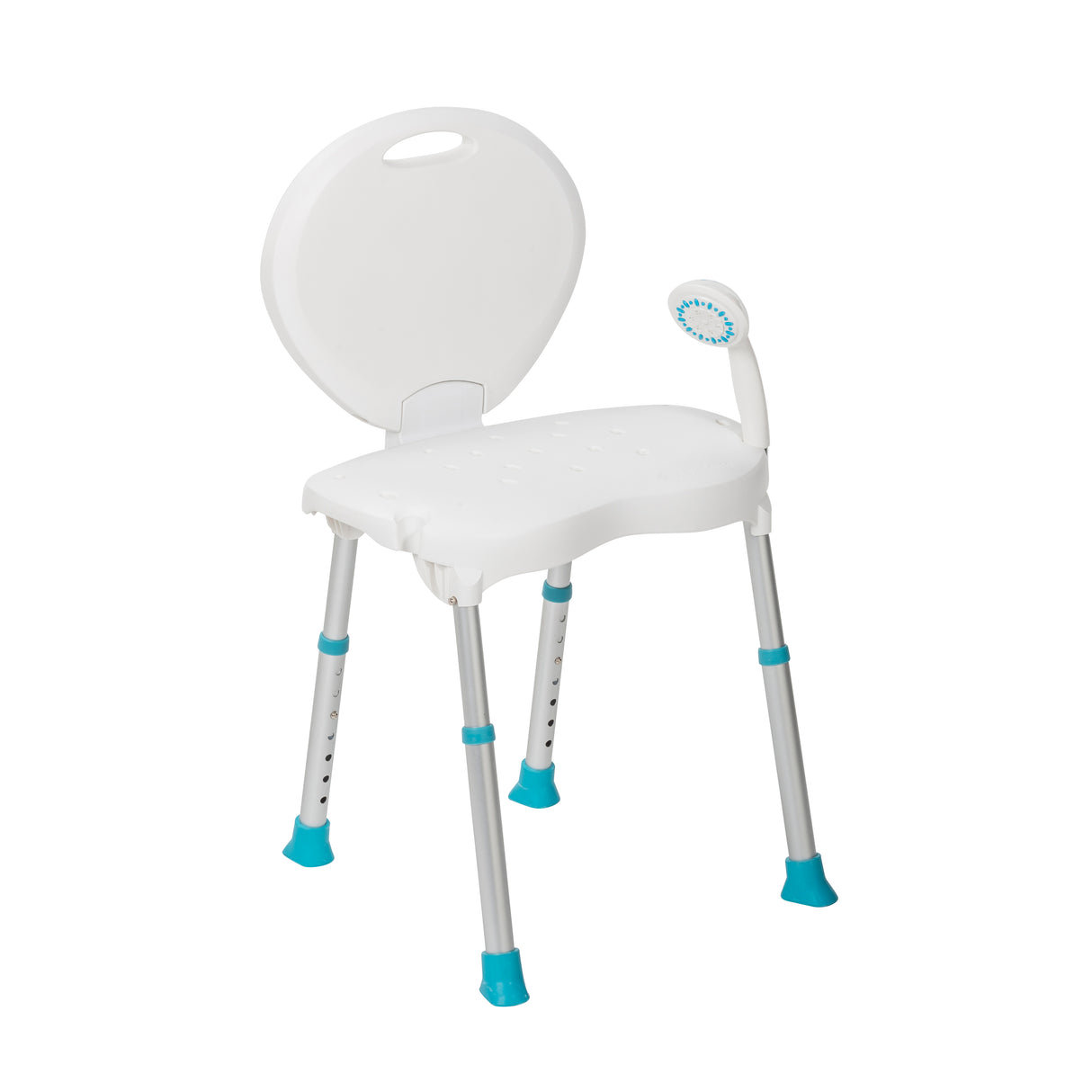 Chaise de bain et de douche pliante avec assise et dossier antidérapants, blanche