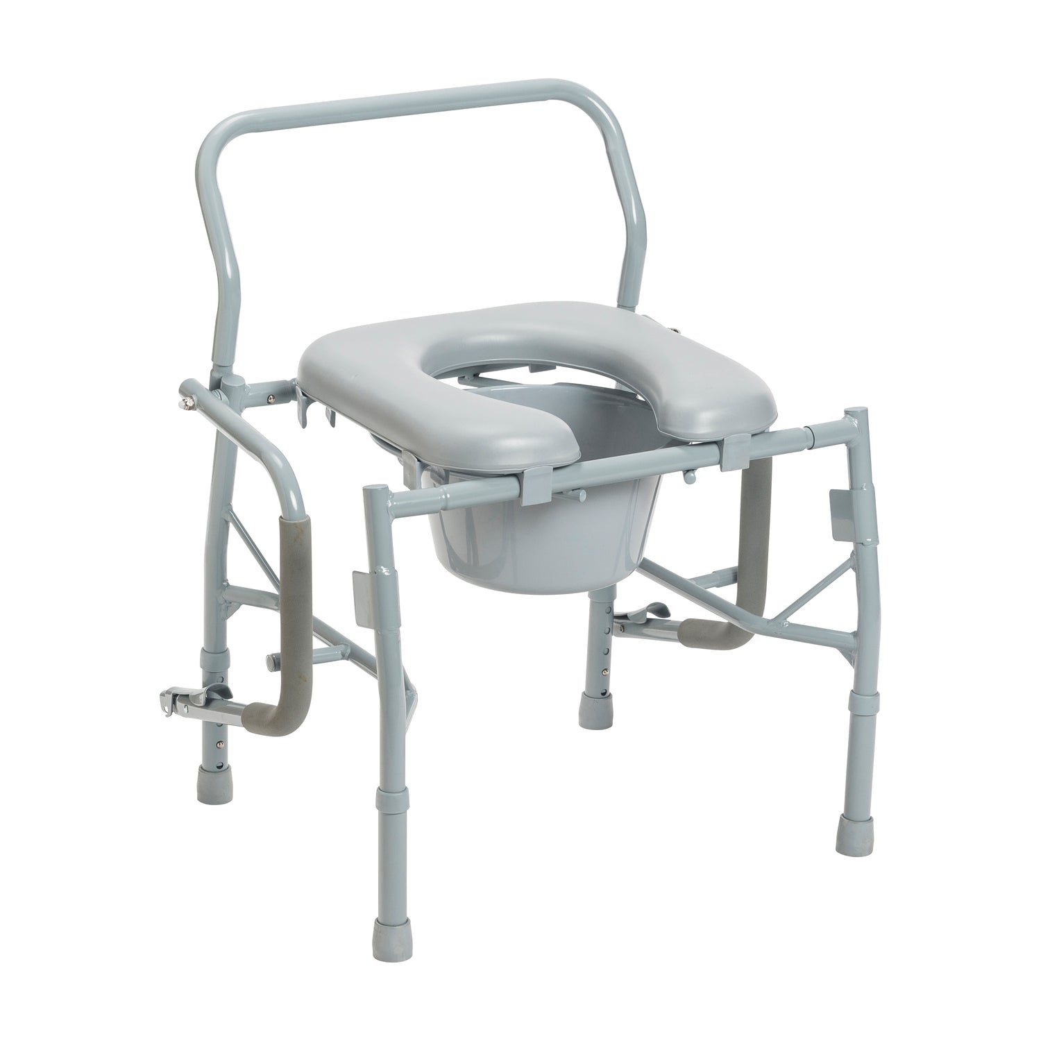 Steel Drop Arm Bedside Commode with Padded Seat and Arms - BeHope